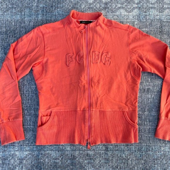 BCBG MAXzria Sport Women Jacket Orange Pink Active Wear Zipper Coat Size S - Picture 2 of 10